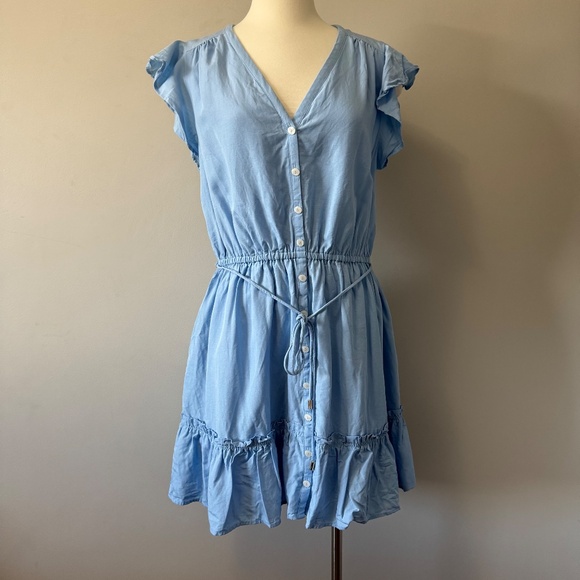 Ever New Melbourne Rahnee Frill Sky Blue Flutter Sleeve Mini Dress SZ 10 - Picture 3 of 13